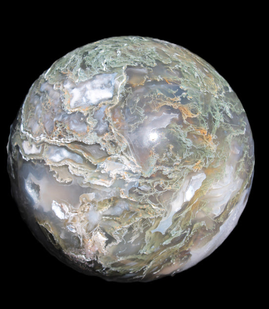 Moss Agate sphere 113mm 1878g in sunlight - Rocks and Things Store