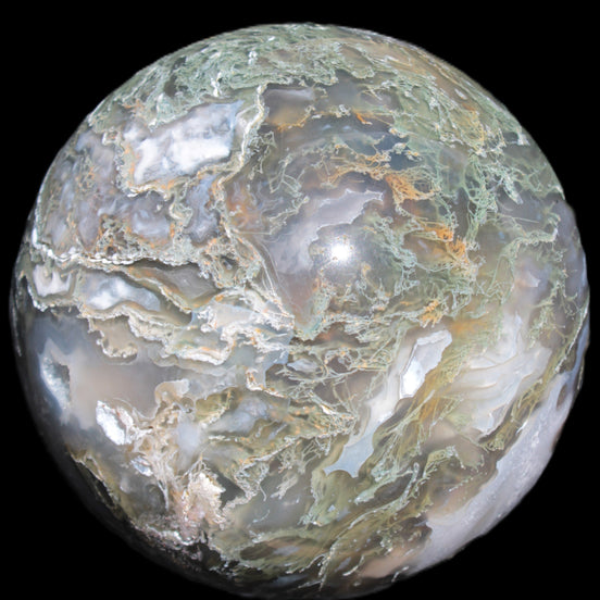 Moss Agate sphere 113mm 1878g in sunlight - Rocks and Things Store