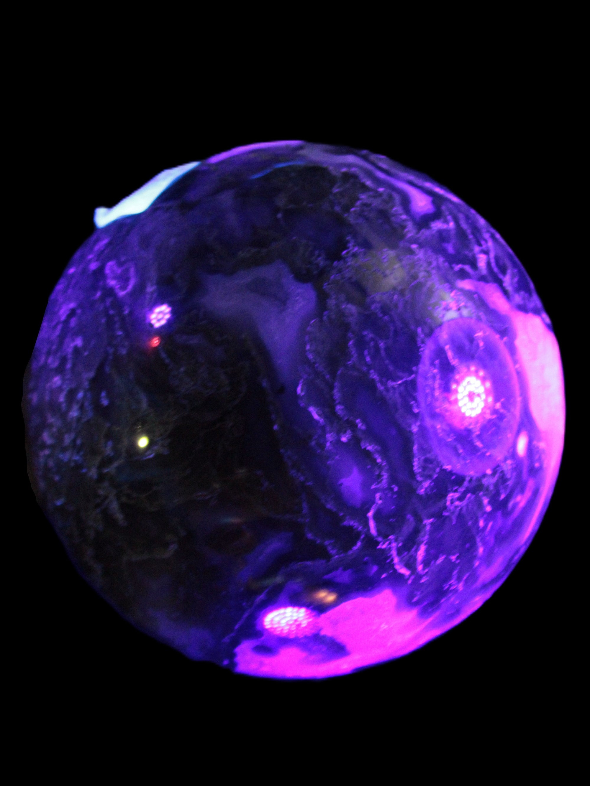 Moss Agate sphere 113mm 1878g in UV light - Rocks and Things Store