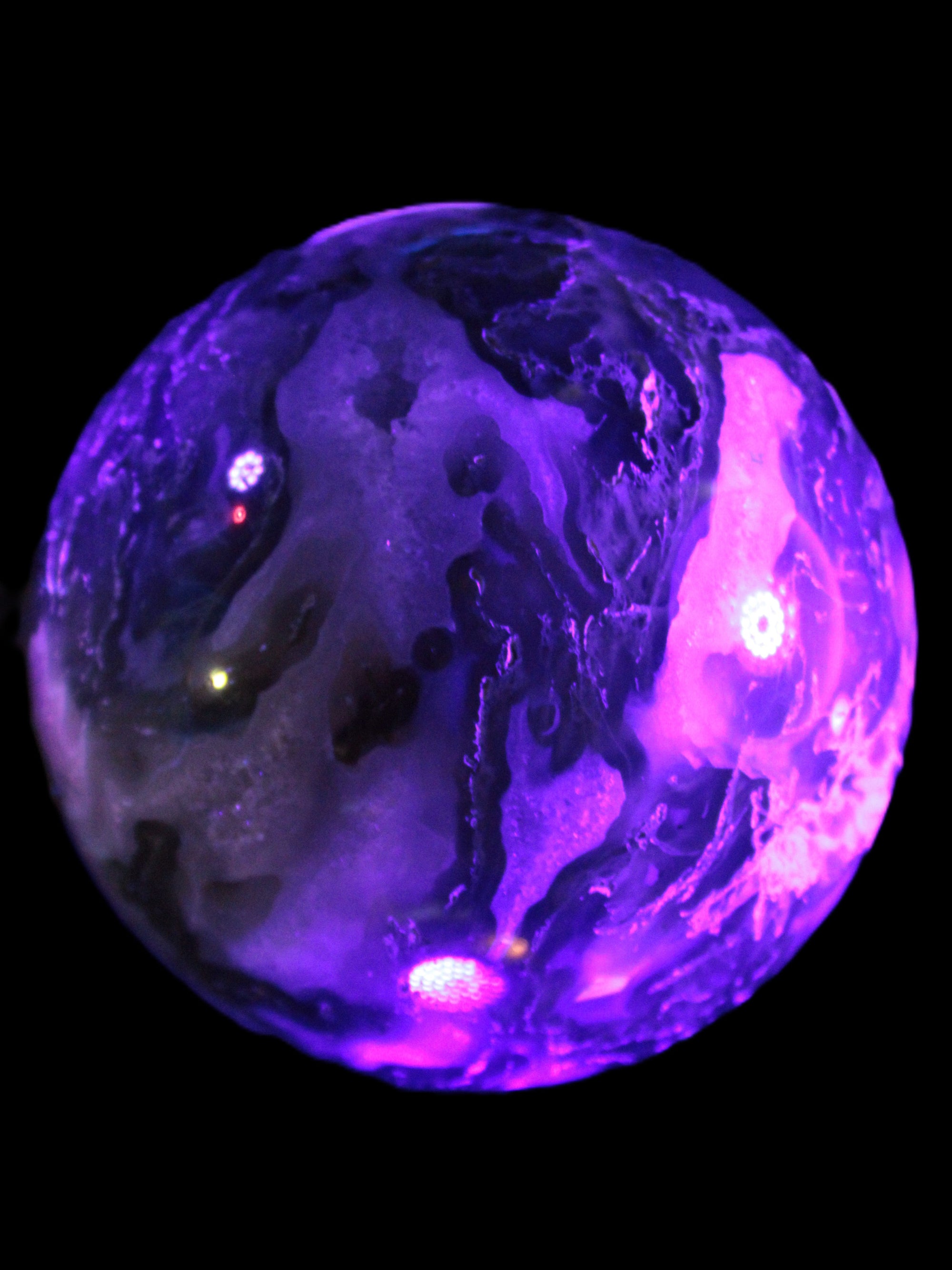 Moss Agate sphere 113mm 1878g in UV light - Rocks and Things Store