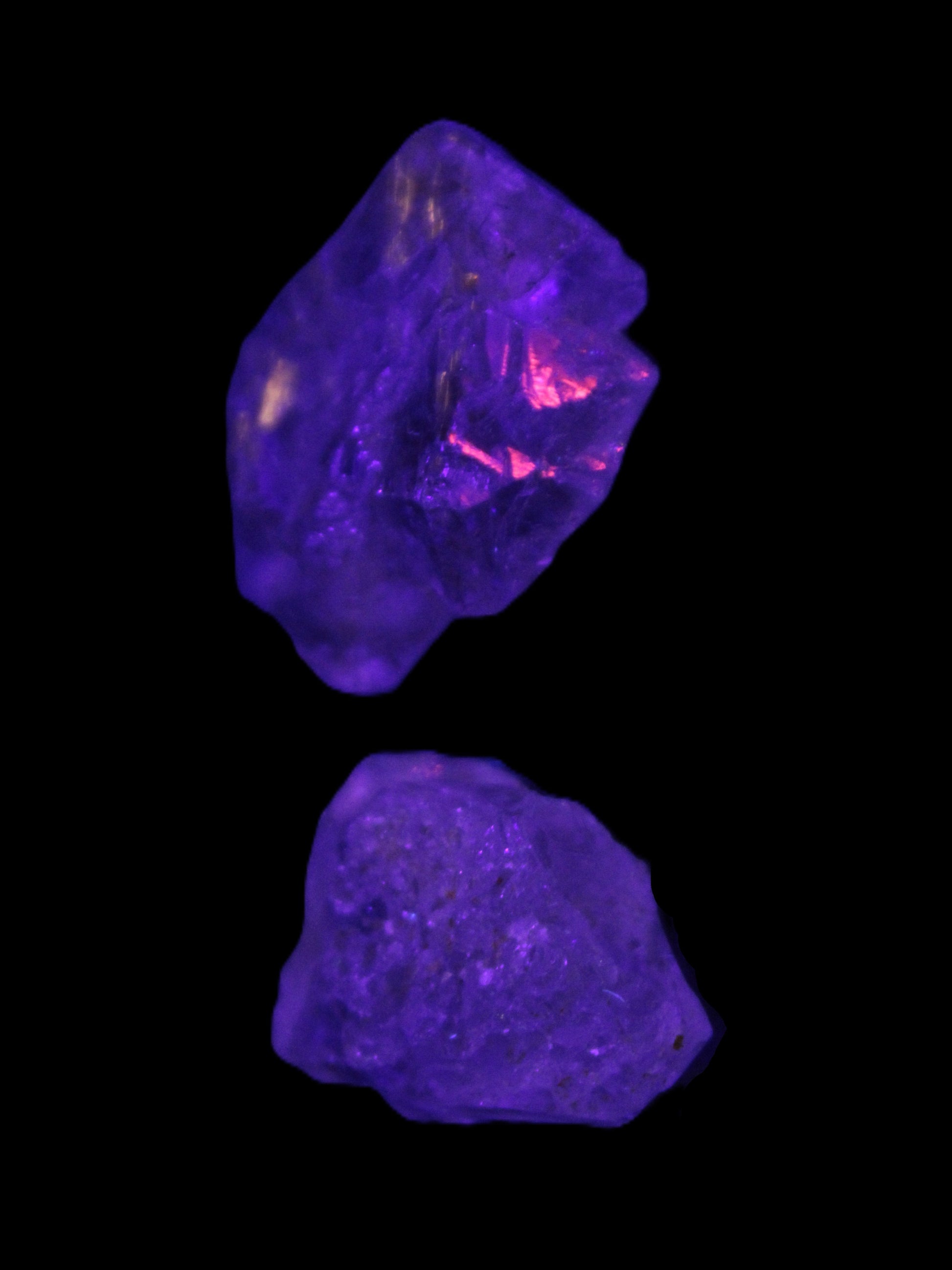 Super Seven Amethyst 2 crystals 10.7g in UV light - Rocks and Things Store