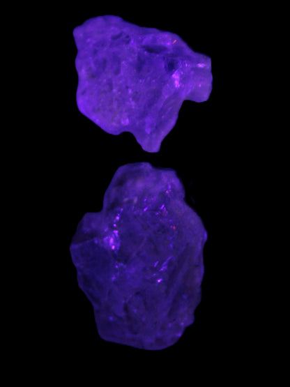 Super Seven Amethyst 2 crystals 10.7g in UV light - Rocks and Things Store