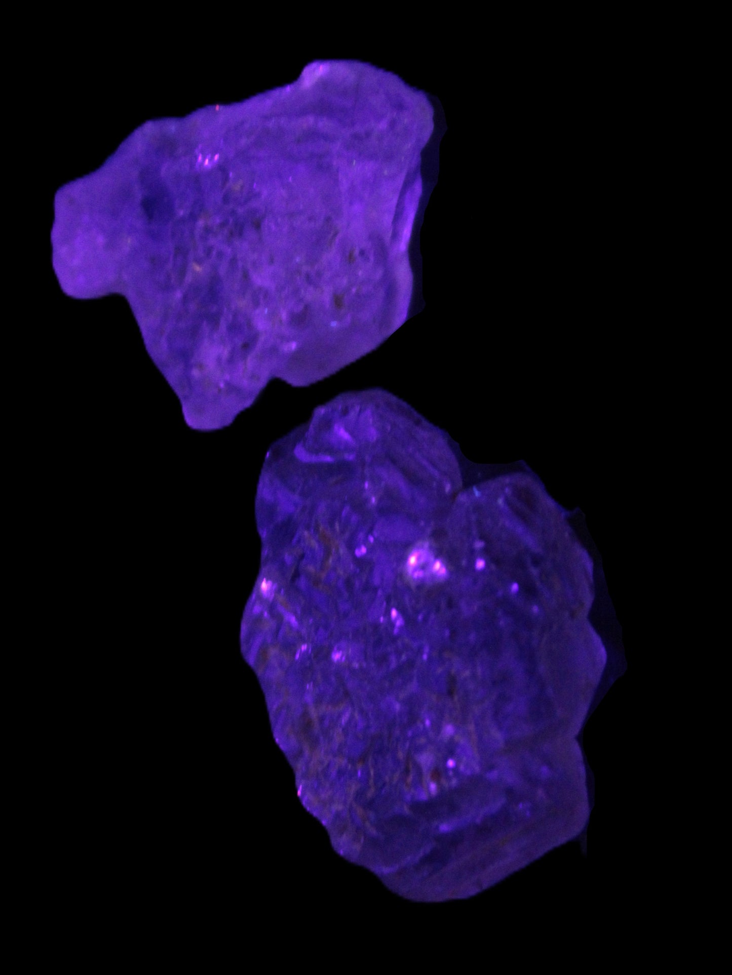 Super Seven Amethyst 2 crystals 10.7g in UV light - Rocks and Things Store