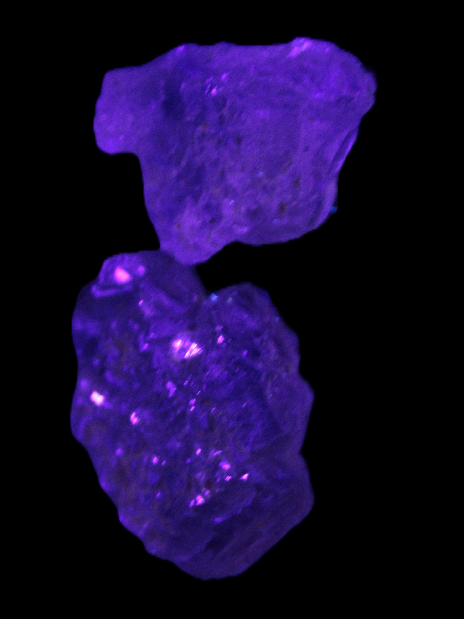 Super Seven Amethyst 2 crystals 10.7g in UV light - Rocks and Things Store