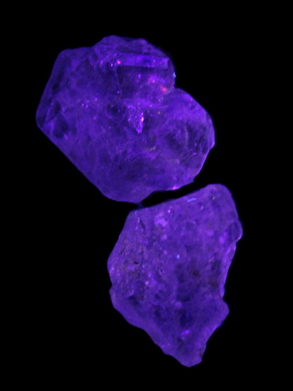 Super Seven Amethyst 2 crystals 10.7g in UV light - Rocks and Things Store