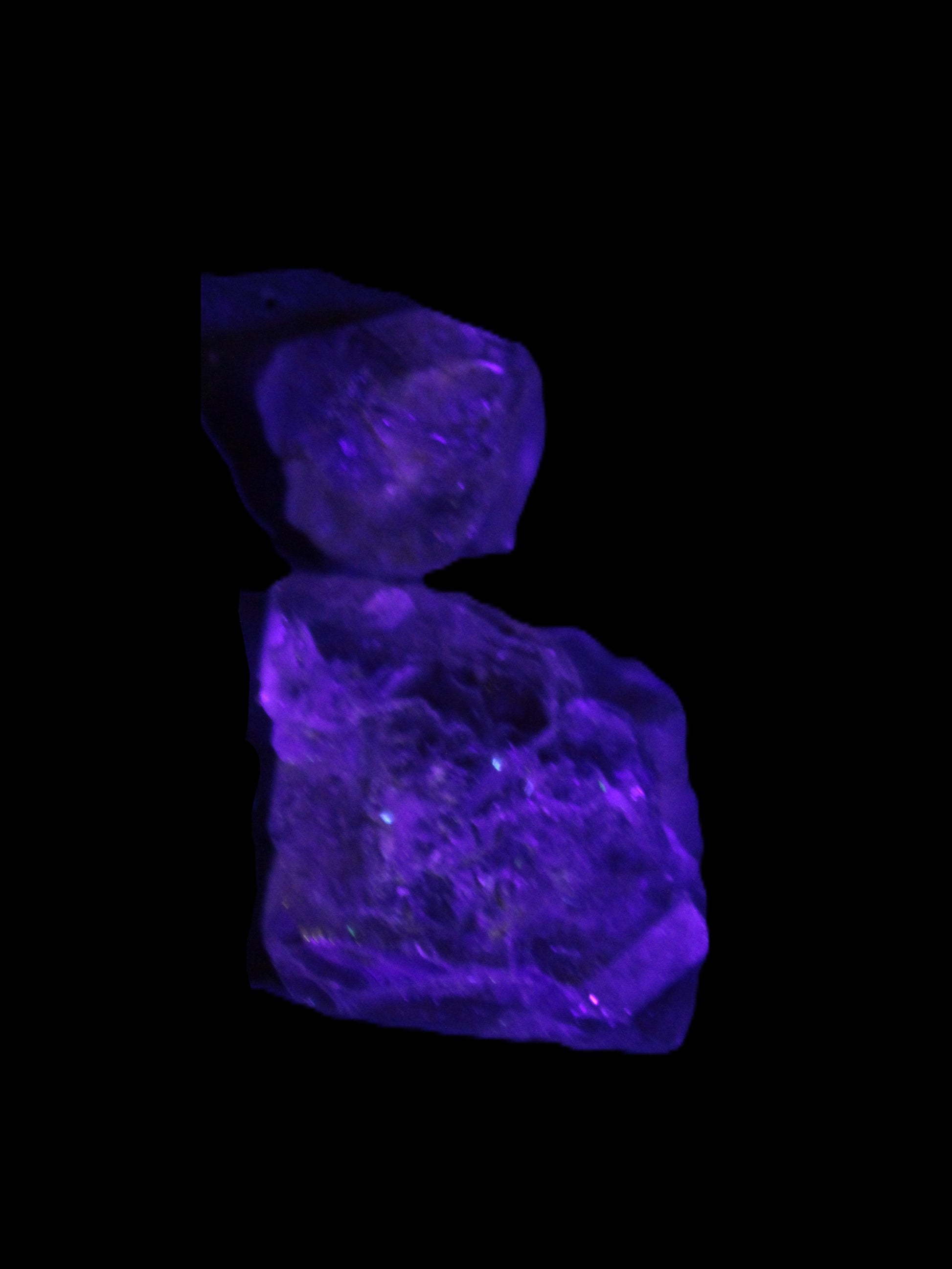 Super Seven Amethyst 2 crystals 11.1g in UV light - Rocks and Things Store