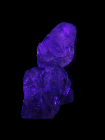 Super Seven Amethyst 2 crystals 11.1g in UV light - Rocks and Things Store