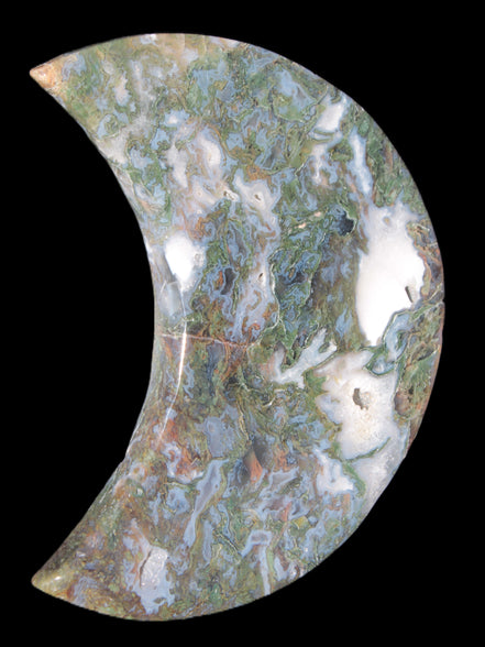 Moss Agate Moon 195*130*25mm 960g in sunshine
