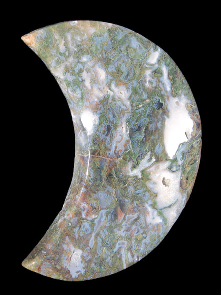 Moss Agate Moon 195*130*25mm 960g in sunshine