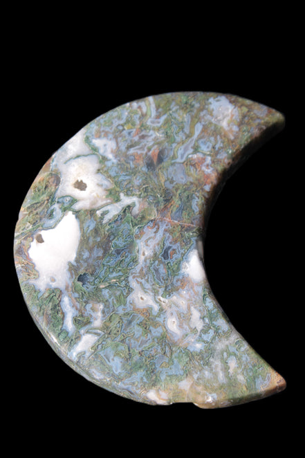 Moss Agate Moon 195*130*25mm 960g in sunshine