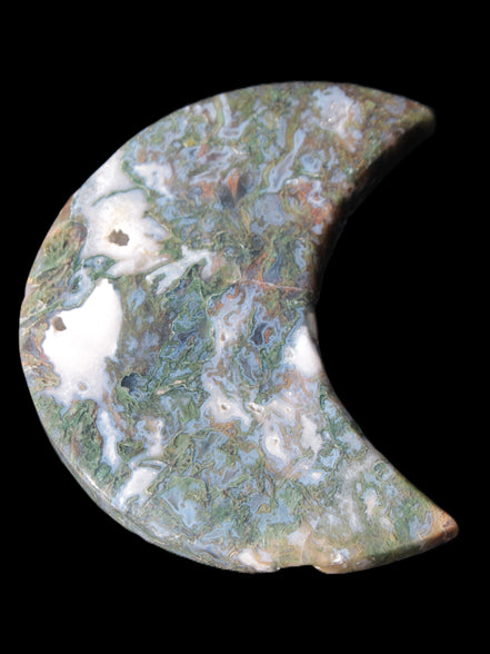 Moss Agate Moon 195*130*25mm 960g in sunshine