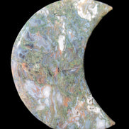 Moss Agate Moon 195*130*25mm 960g in sunshine