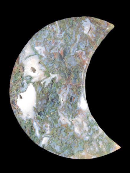 Moss Agate Moon 195*130*25mm 960g in sunshine