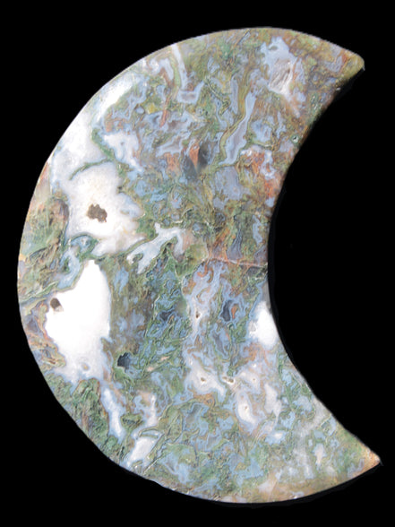 Moss Agate Moon 195*130*25mm 960g in sunshine