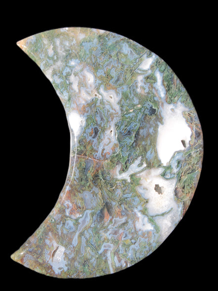 Moss Agate Moon 195*130*25mm 960g in sunshine