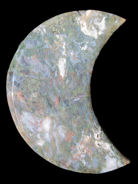 Moss Agate Moon 195*130*25mm 960g in sunshine