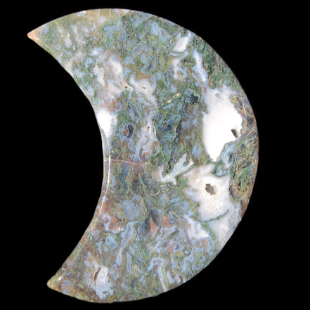 Moss Agate Moon 195*130*25mm 960g in sunshine