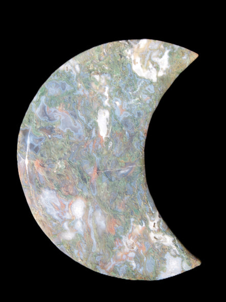 Moss Agate Moon 195*130*25mm 960g in sunshine