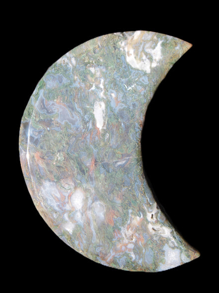 Moss Agate Moon 195*130*25mm 960g in sunshine