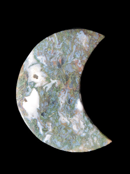 Moss Agate Moon 195*130*25mm 960g in sunshine