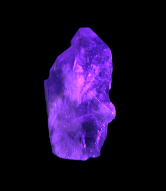 Natural elestial Amethyst crystal 37mm 19.2g in UV light