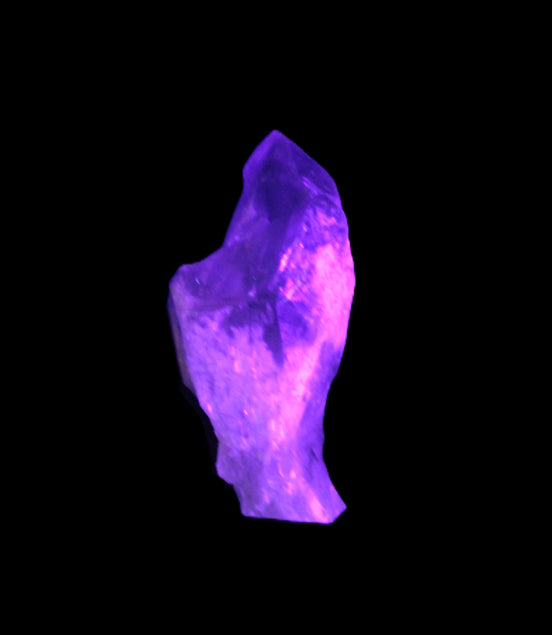 Natural elestial Amethyst crystal 37mm 19.2g in UV light