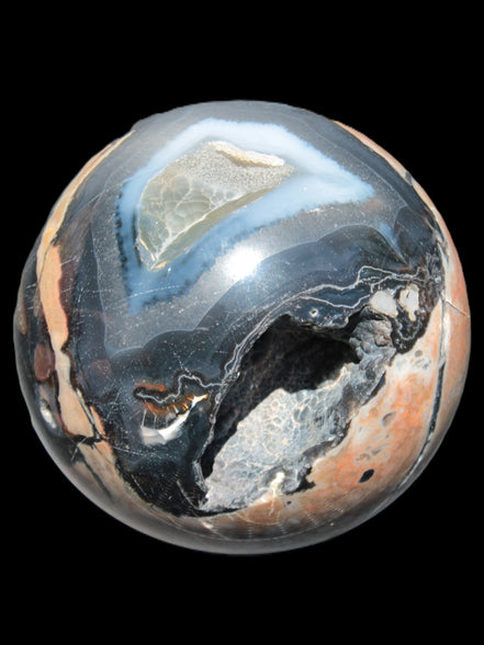 Volcano Agate sphere 119mm 2167g in sunlight - Rocks and Things Store