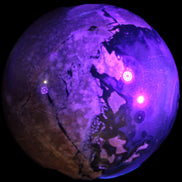 Volcano Agate sphere 119mm 2167g in UV light - Rocks and Things Store