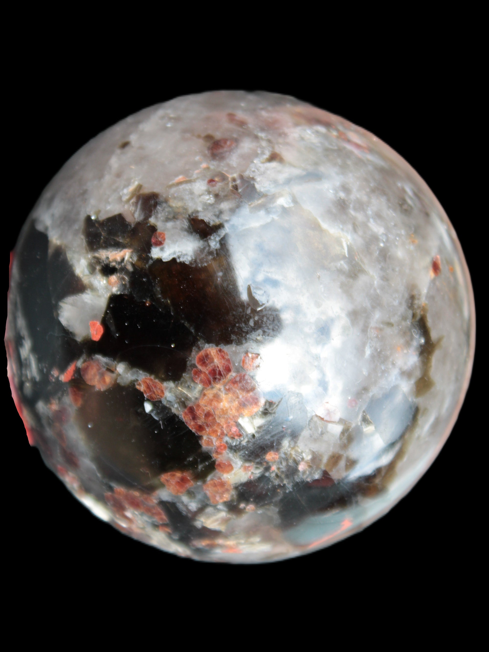 Smoky Quartz with Garnet sphere 78mm 681g Rocks and Things Store