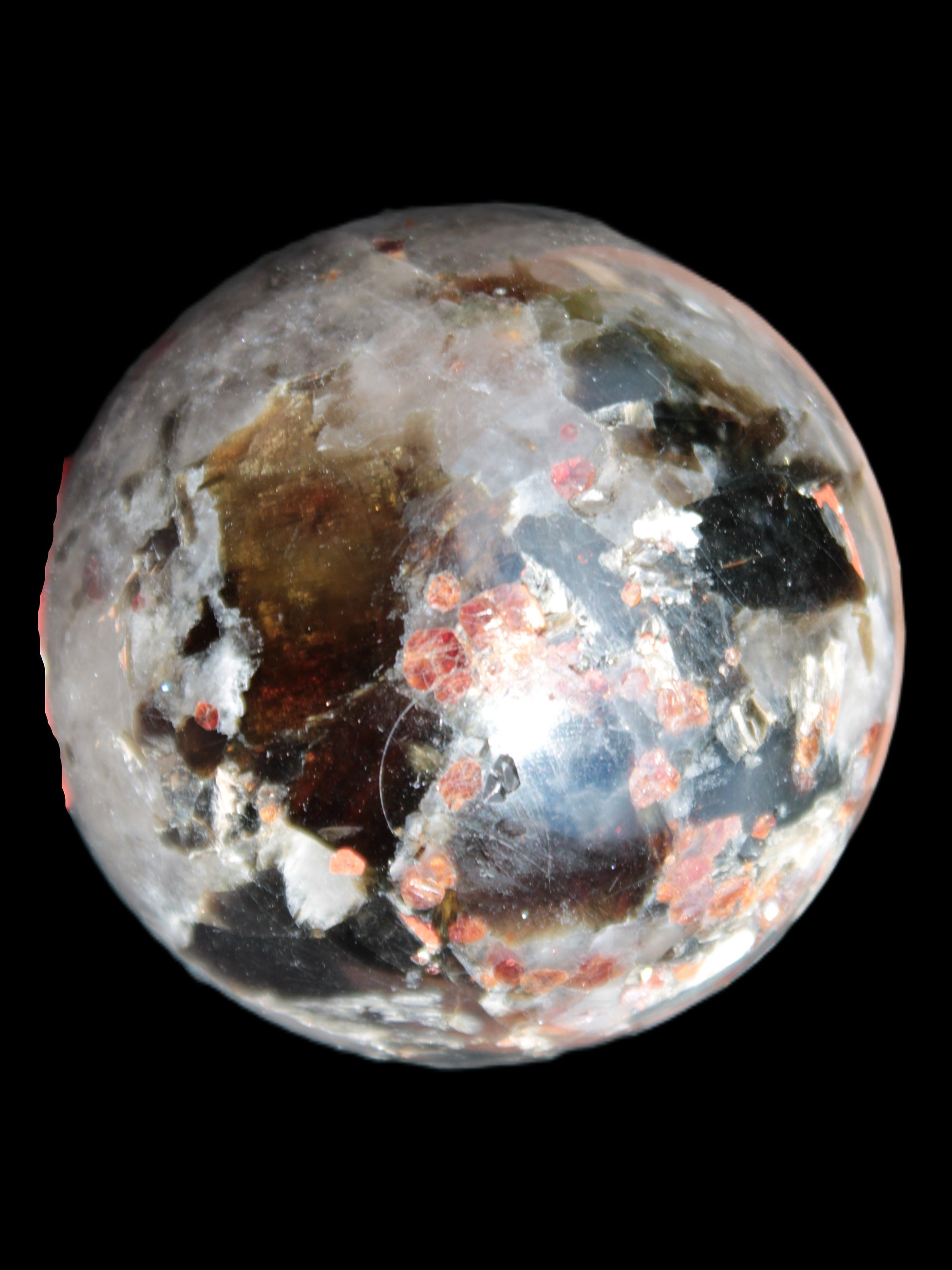 Smoky Quartz with Garnet sphere 78mm 681g Rocks and Things Store