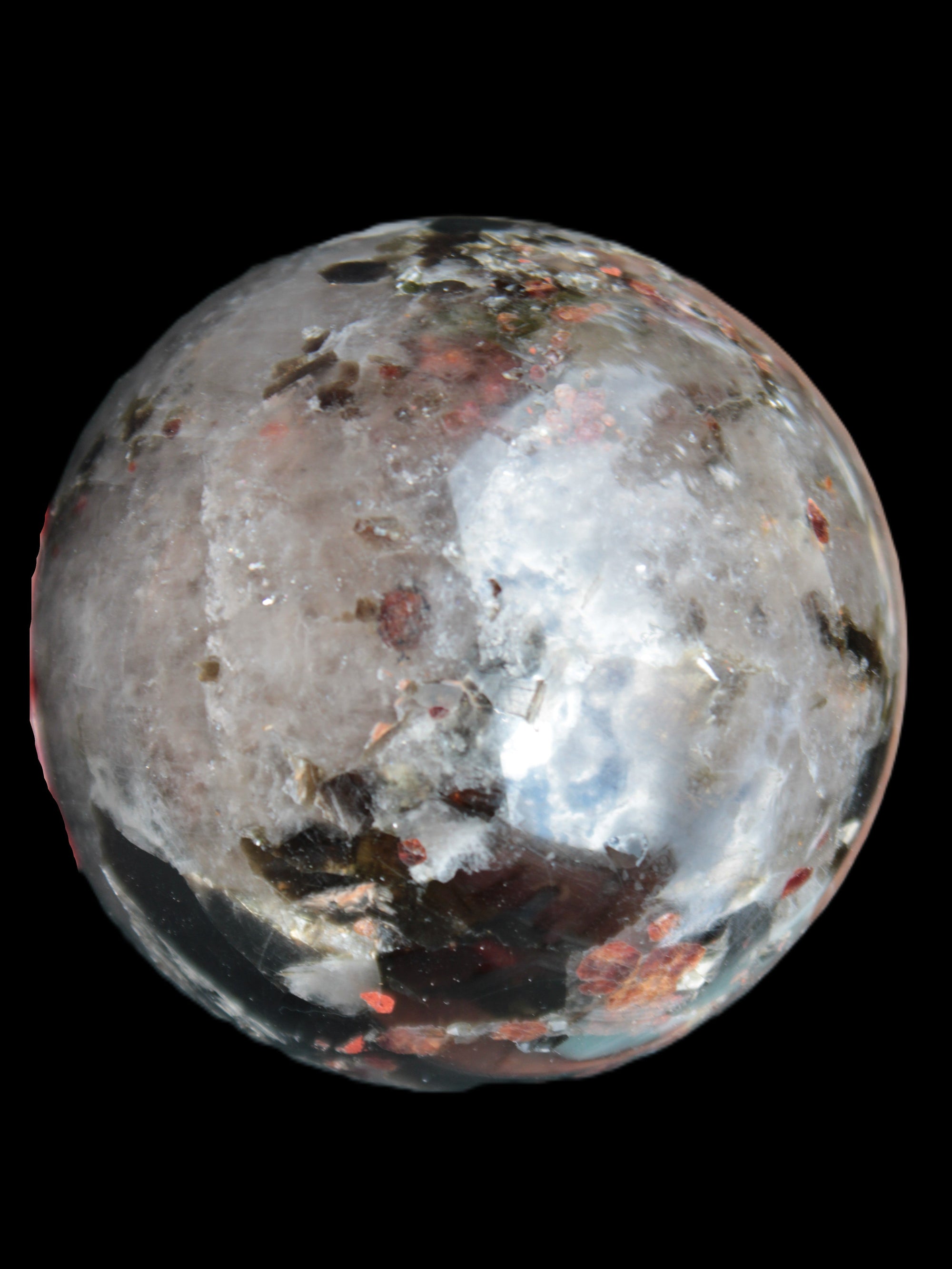 Smoky Quartz with Garnet sphere 78mm 681g Rocks and Things Store