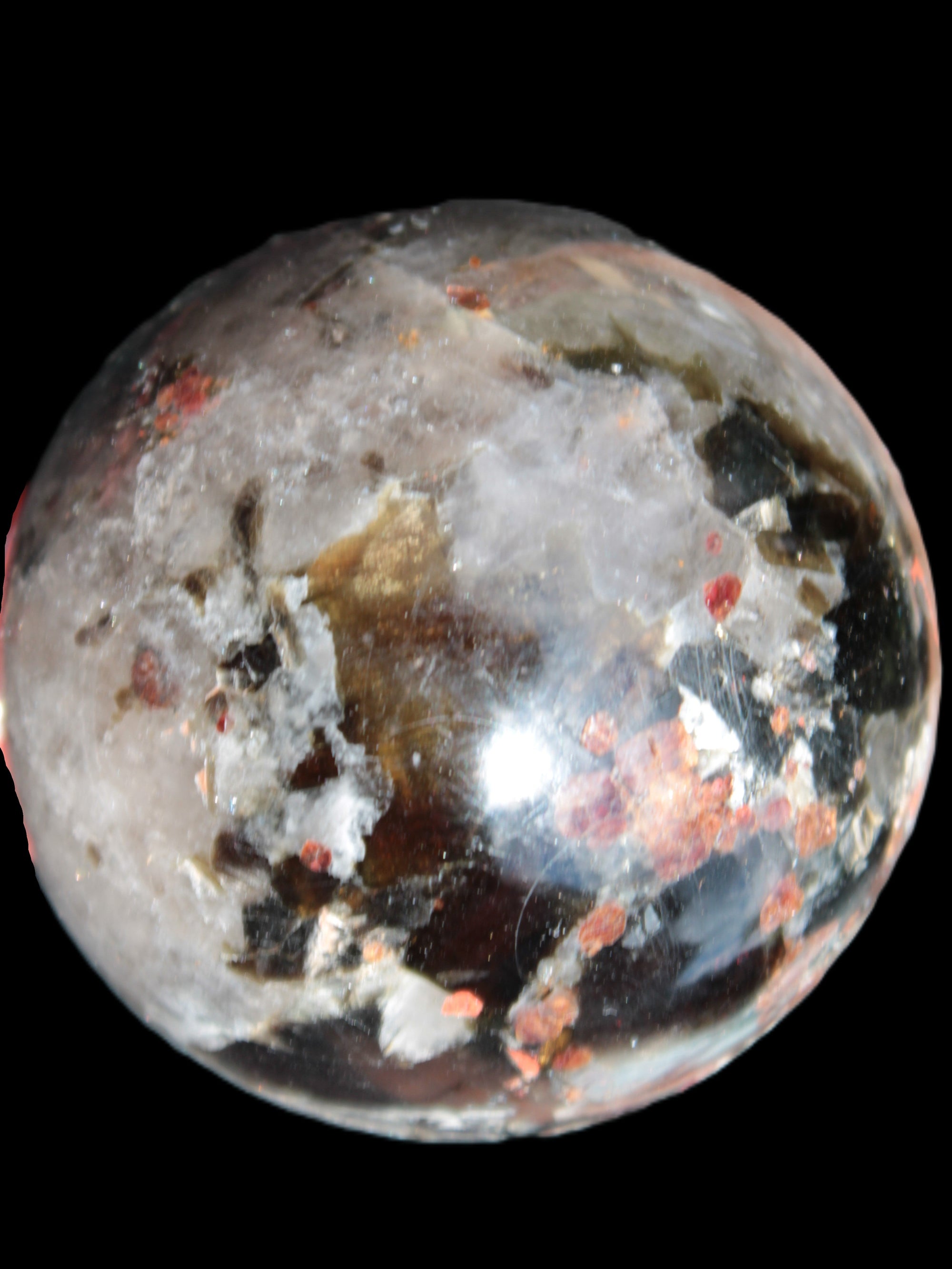Smoky Quartz with Garnet sphere 78mm 681g Rocks and Things Store