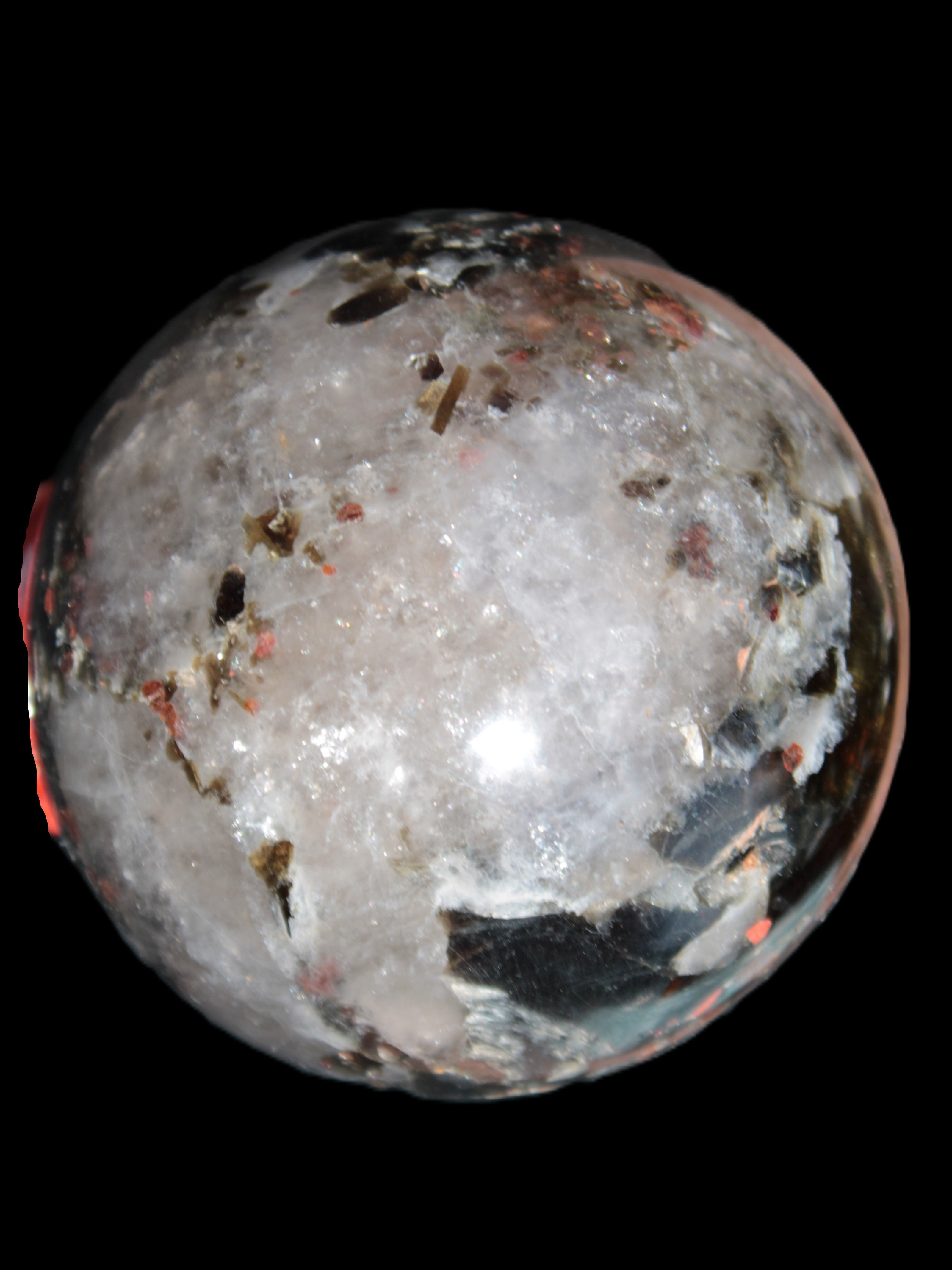 Smoky Quartz with Garnet sphere 78mm 681g Rocks and Things Store