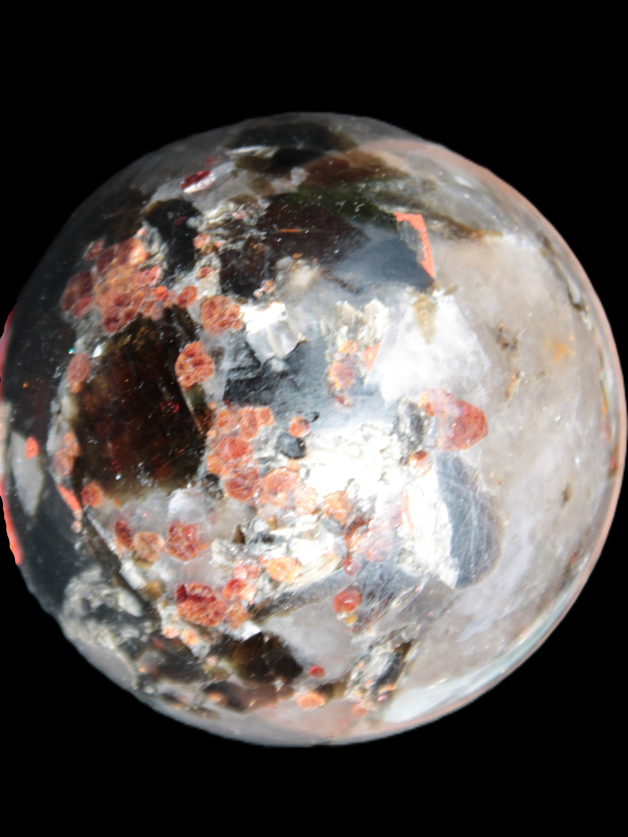 Smoky Quartz with Garnet sphere 78mm 681g Rocks and Things Store