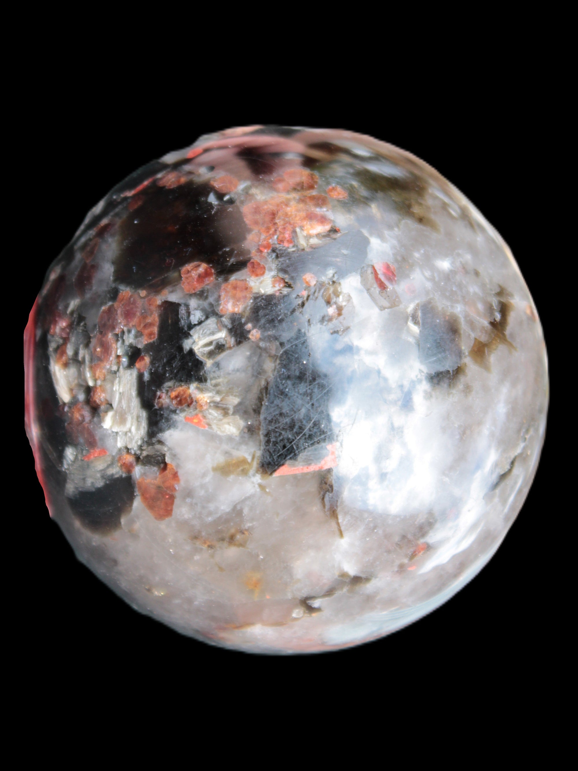 Smoky Quartz with Garnet sphere 78mm 681g Rocks and Things Store