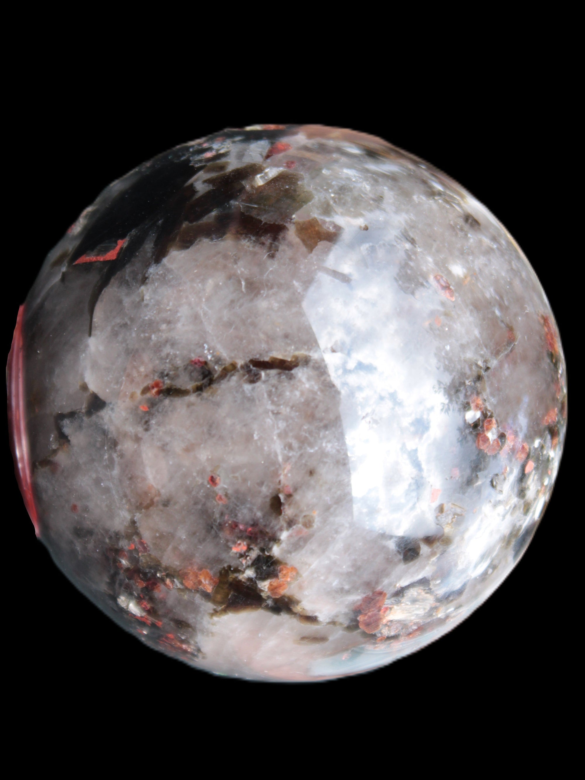 Smoky Quartz with Garnet sphere 78mm 681g Rocks and Things Store