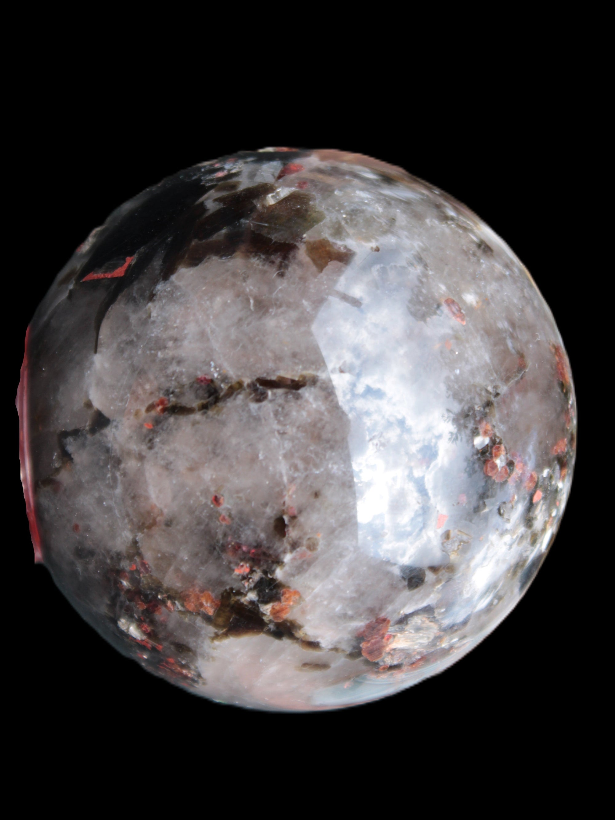 Smoky Quartz with Garnet sphere 78mm 681g Rocks and Things Store