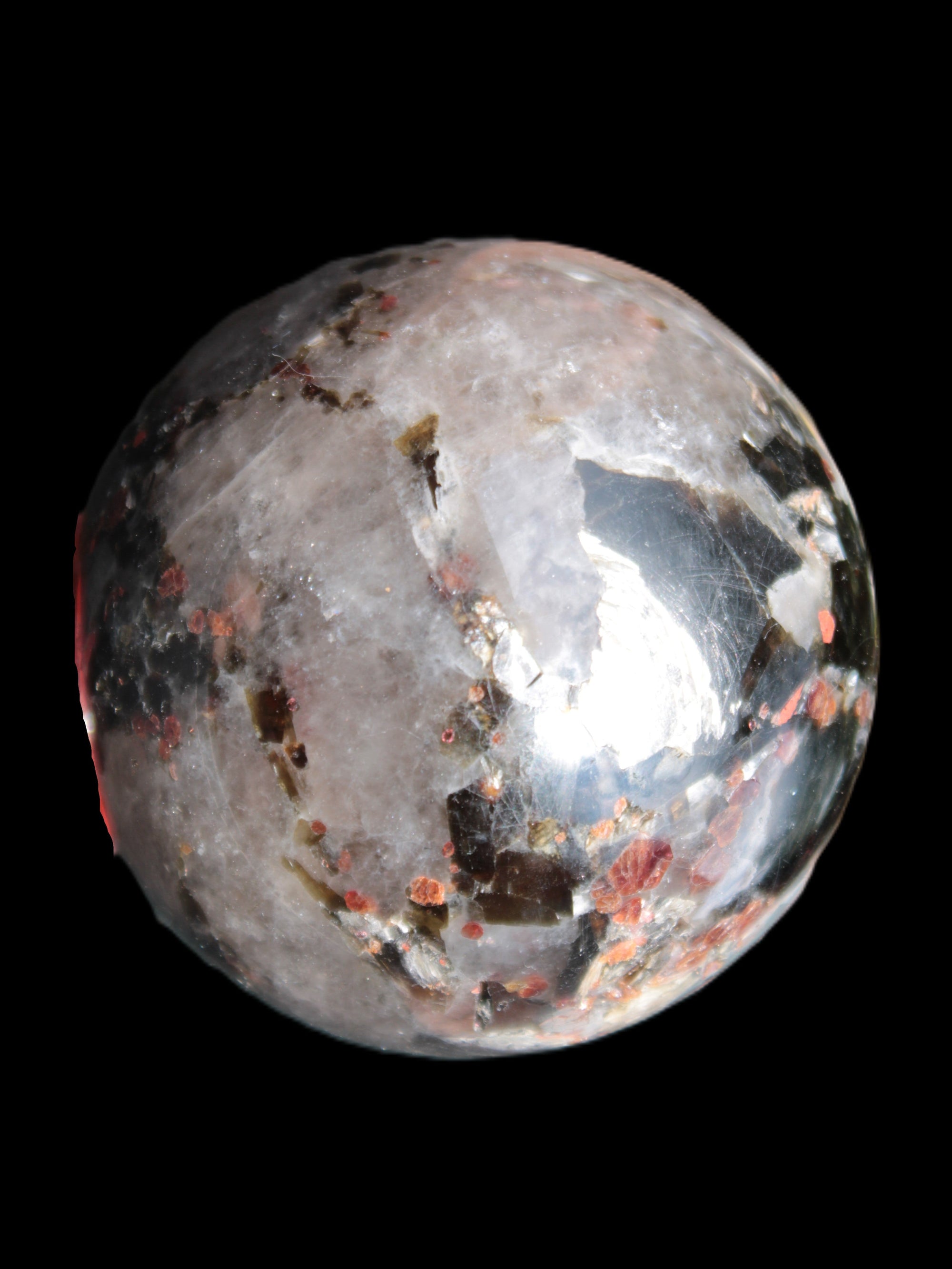 Smoky Quartz with Garnet sphere 78mm 681g Rocks and Things Store