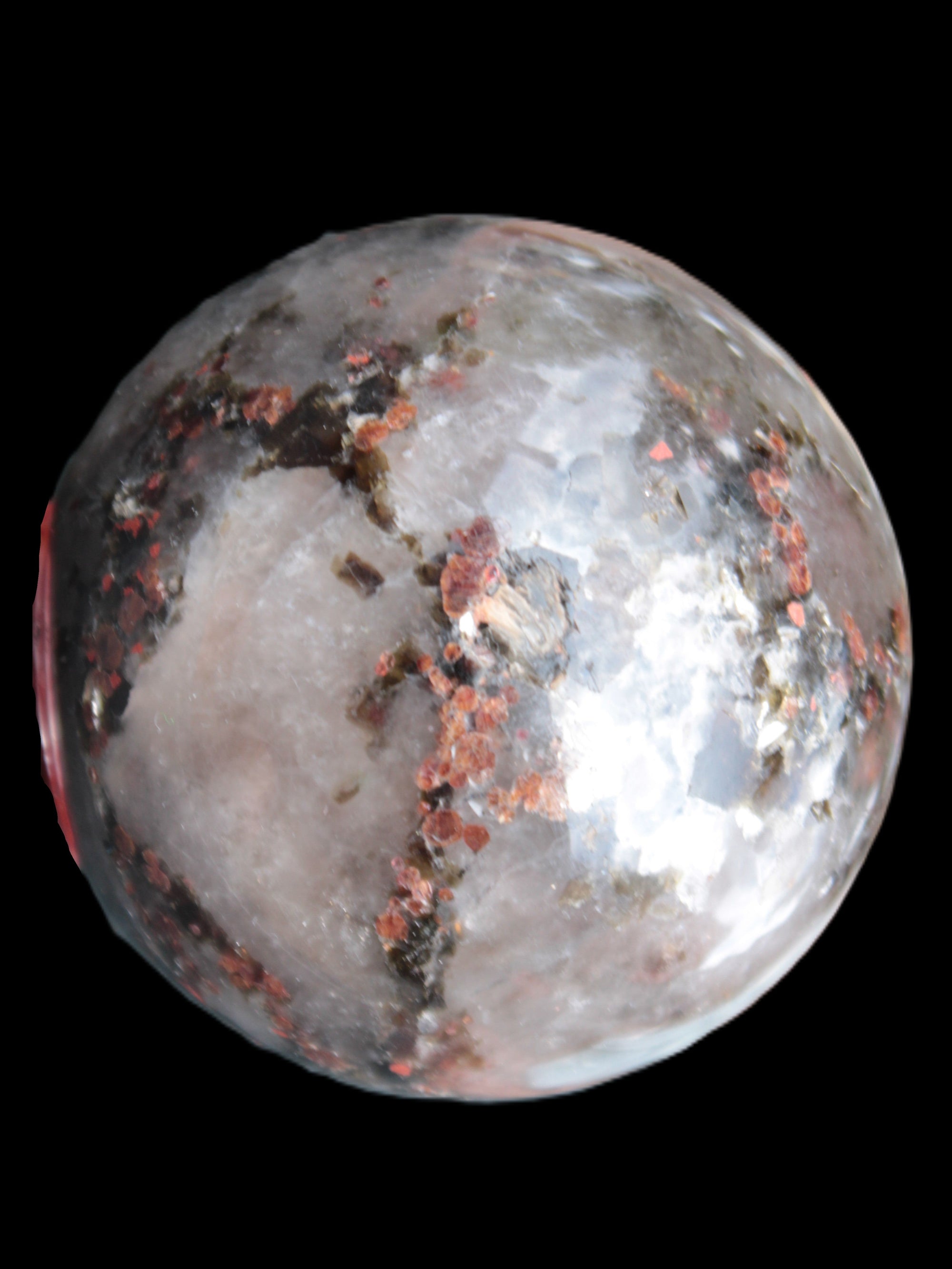 Smoky Quartz with Garnet sphere 78mm 681g Rocks and Things Store