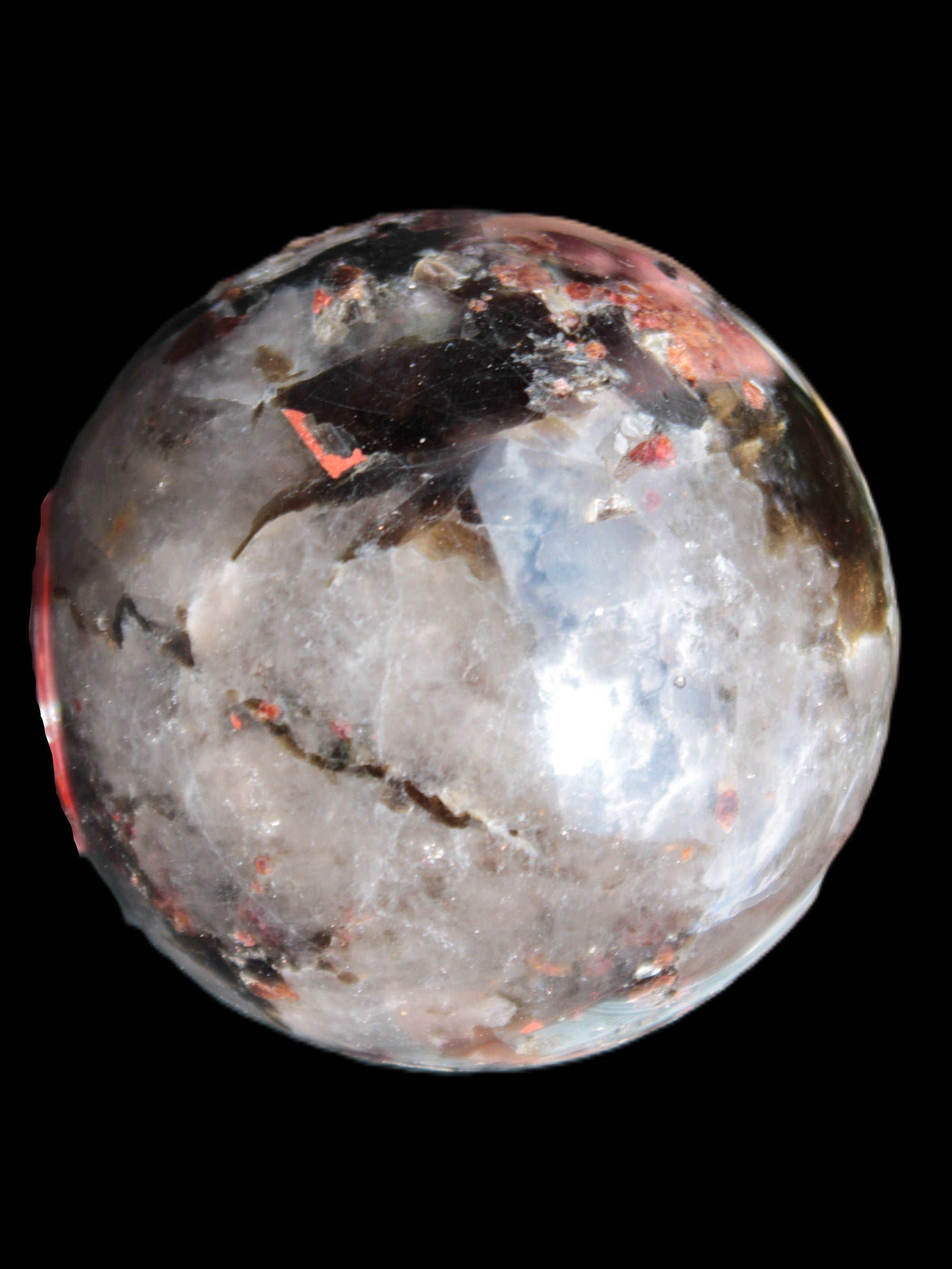 Smoky Quartz with Garnet sphere 78mm 681g Rocks and Things Store