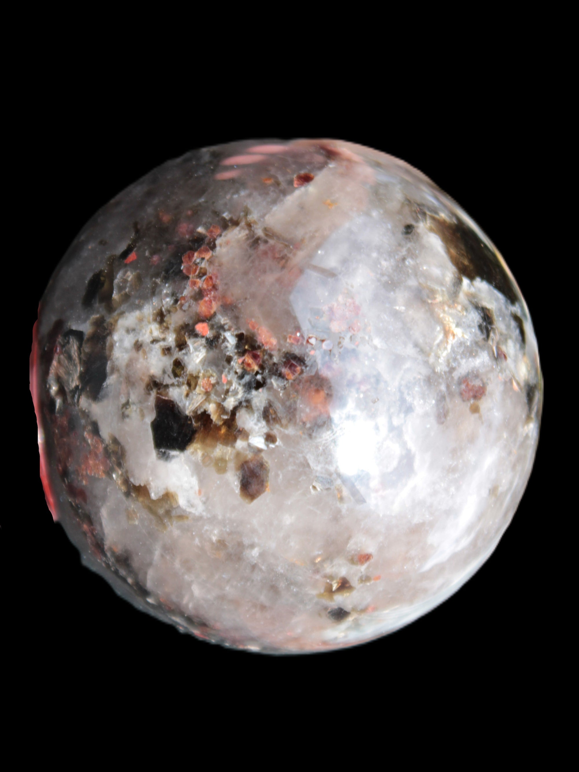 Smoky Quartz with Garnet sphere 78mm 681g Rocks and Things Store