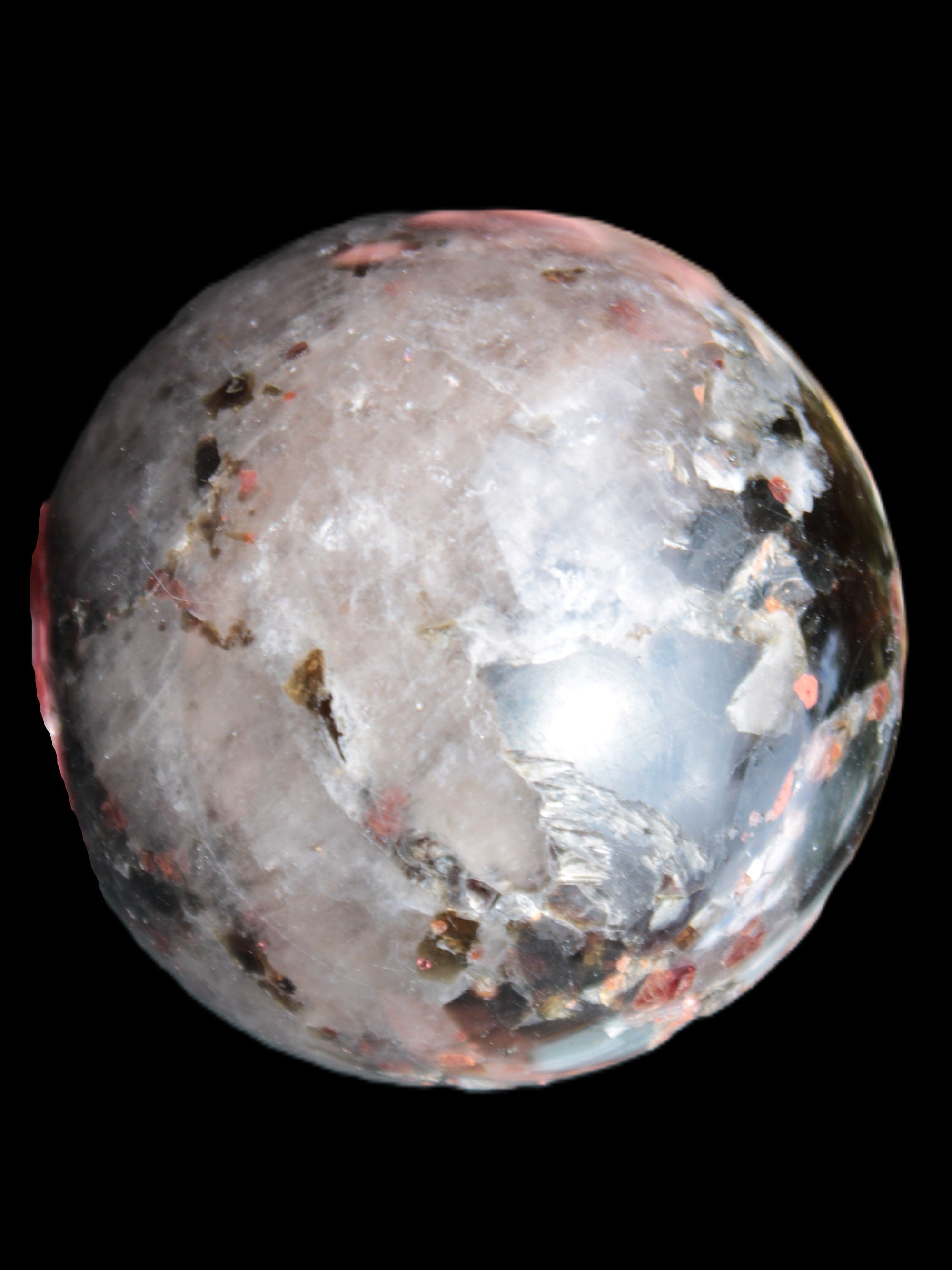 Smoky Quartz with Garnet sphere 78mm 681g Rocks and Things Store