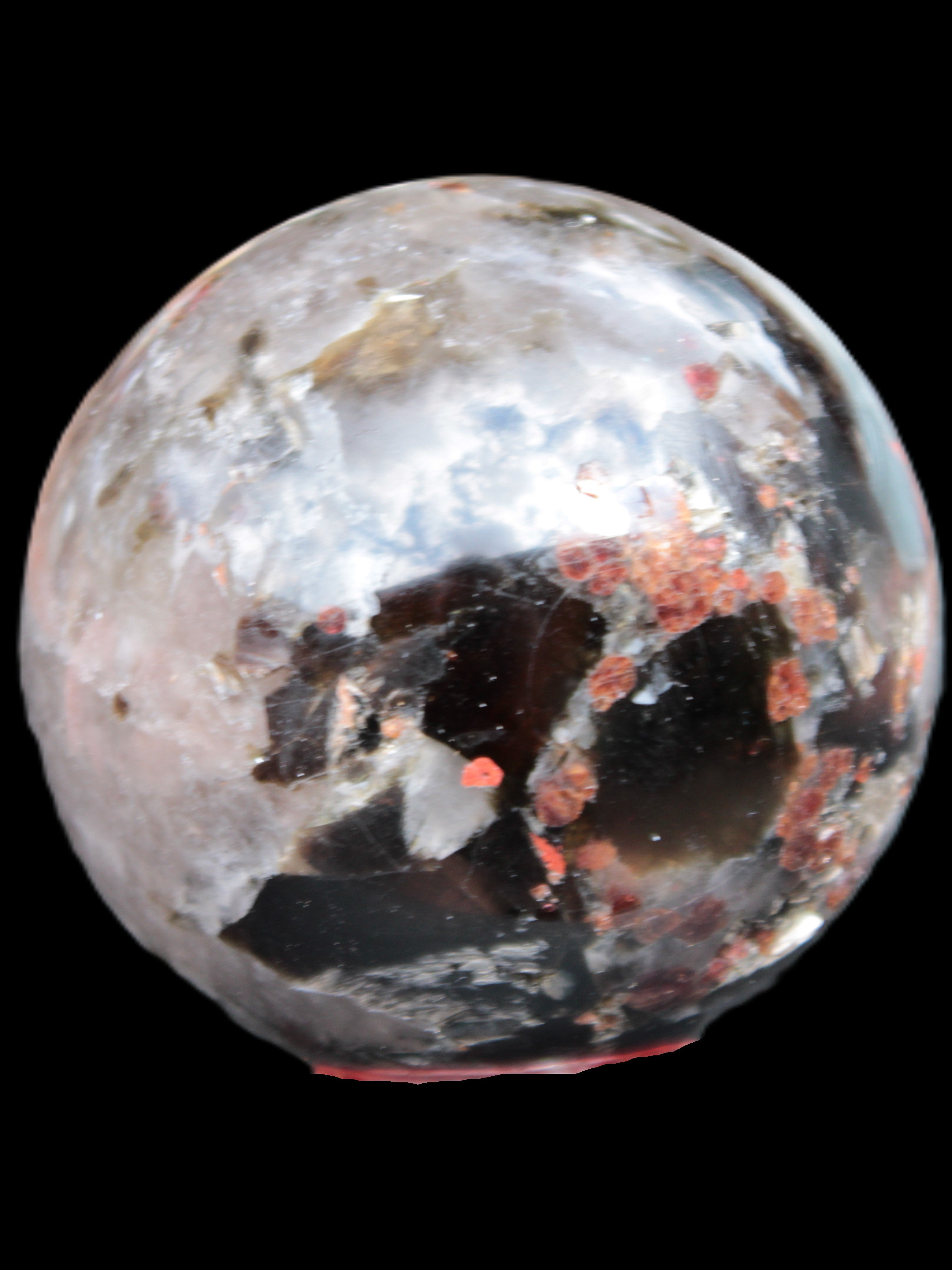 Smoky Quartz with Garnet sphere 78mm 681g Rocks and Things Store