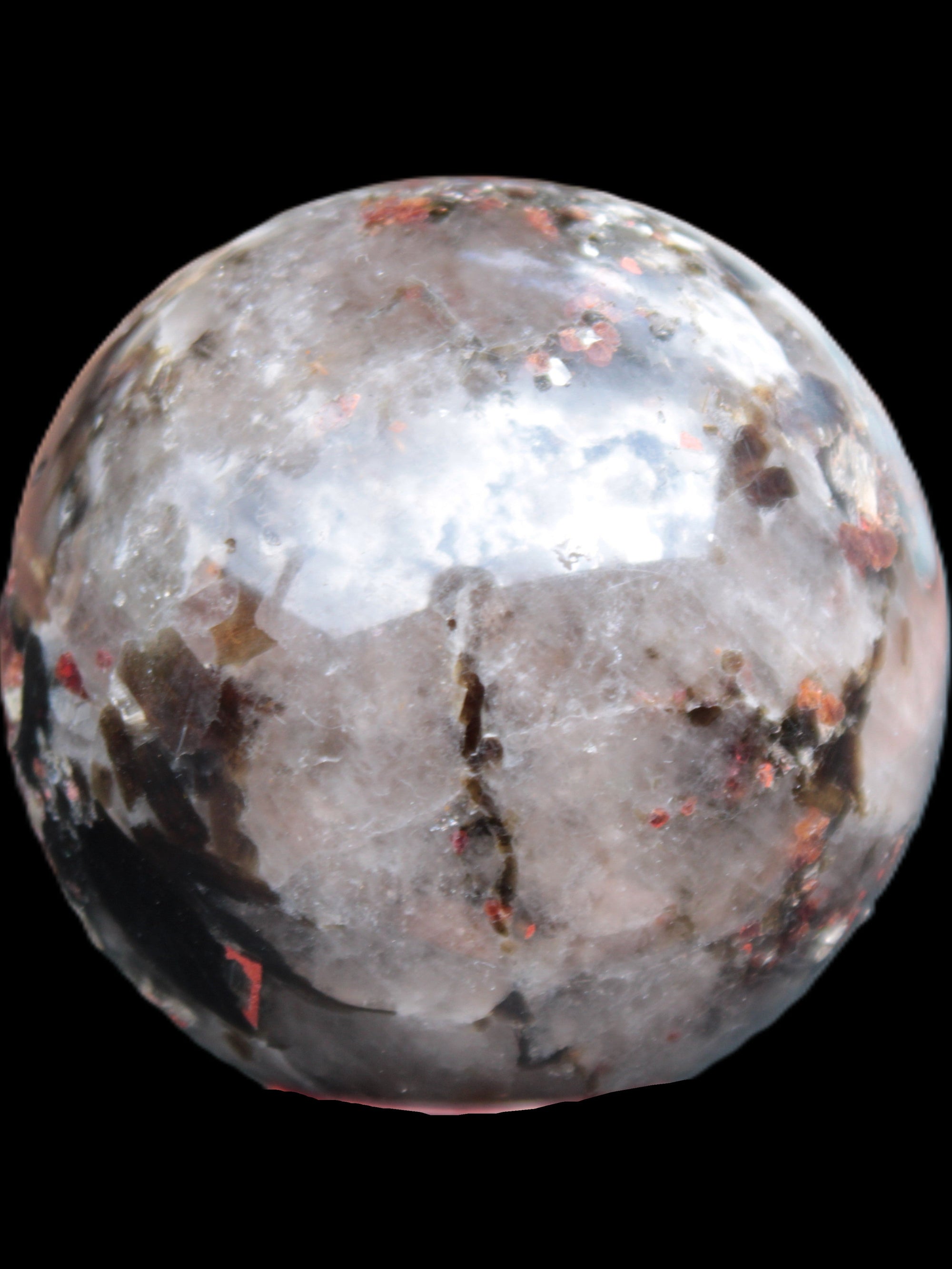 Smoky Quartz with Garnet sphere 78mm 681g Rocks and Things Store
