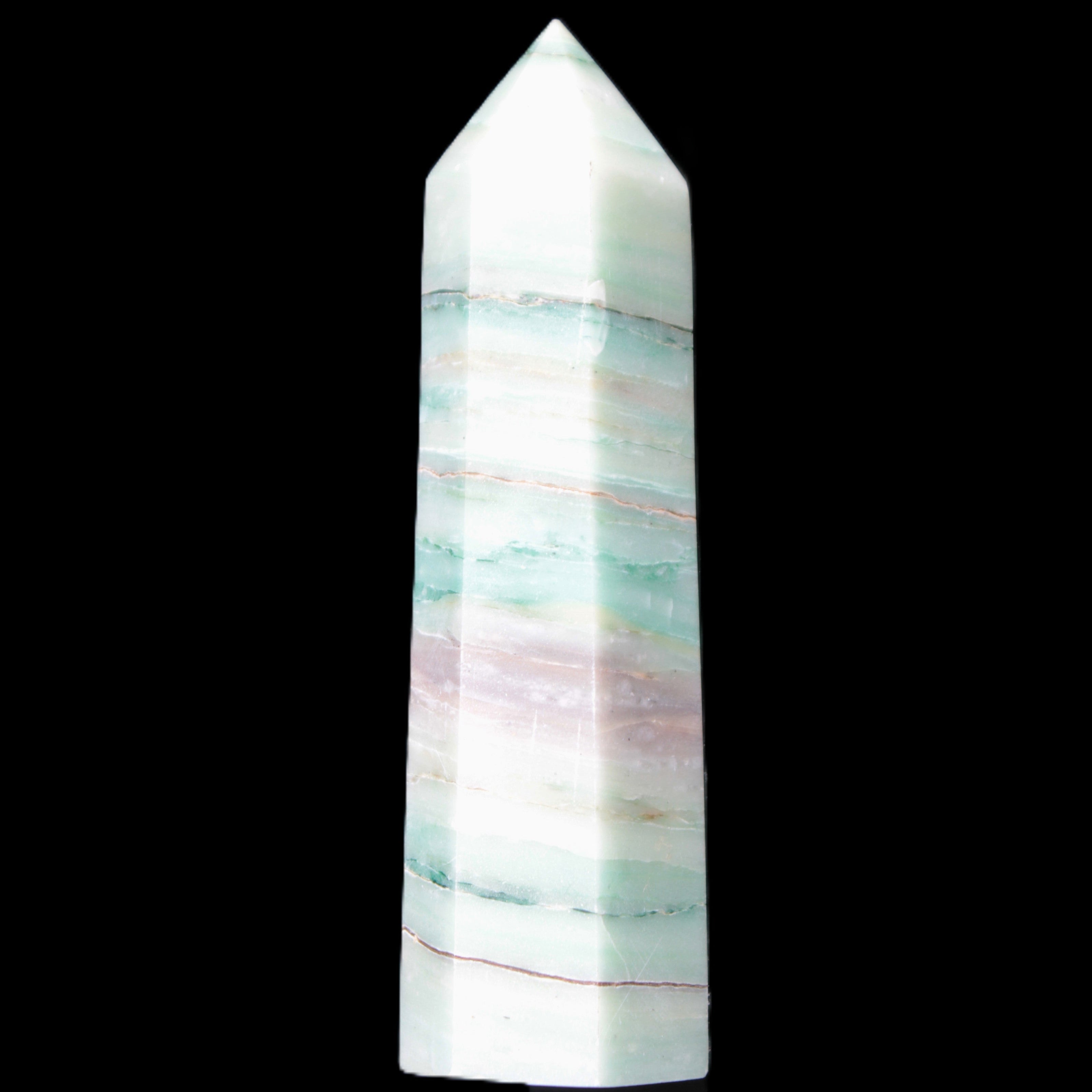 Pistachio calcite obelisk 112mm 170g Rocks and Things Store