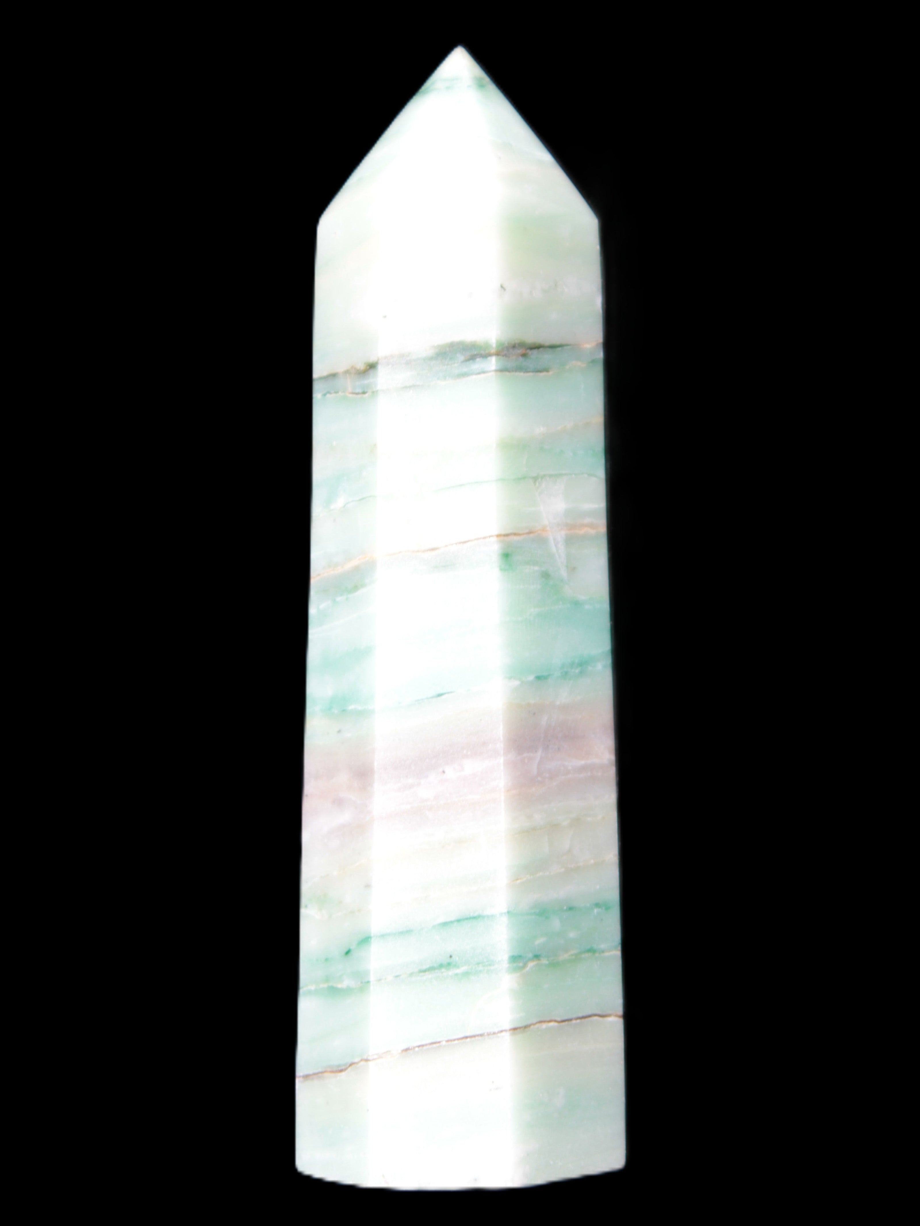 Pistachio calcite obelisk 112mm 170g Rocks and Things Store