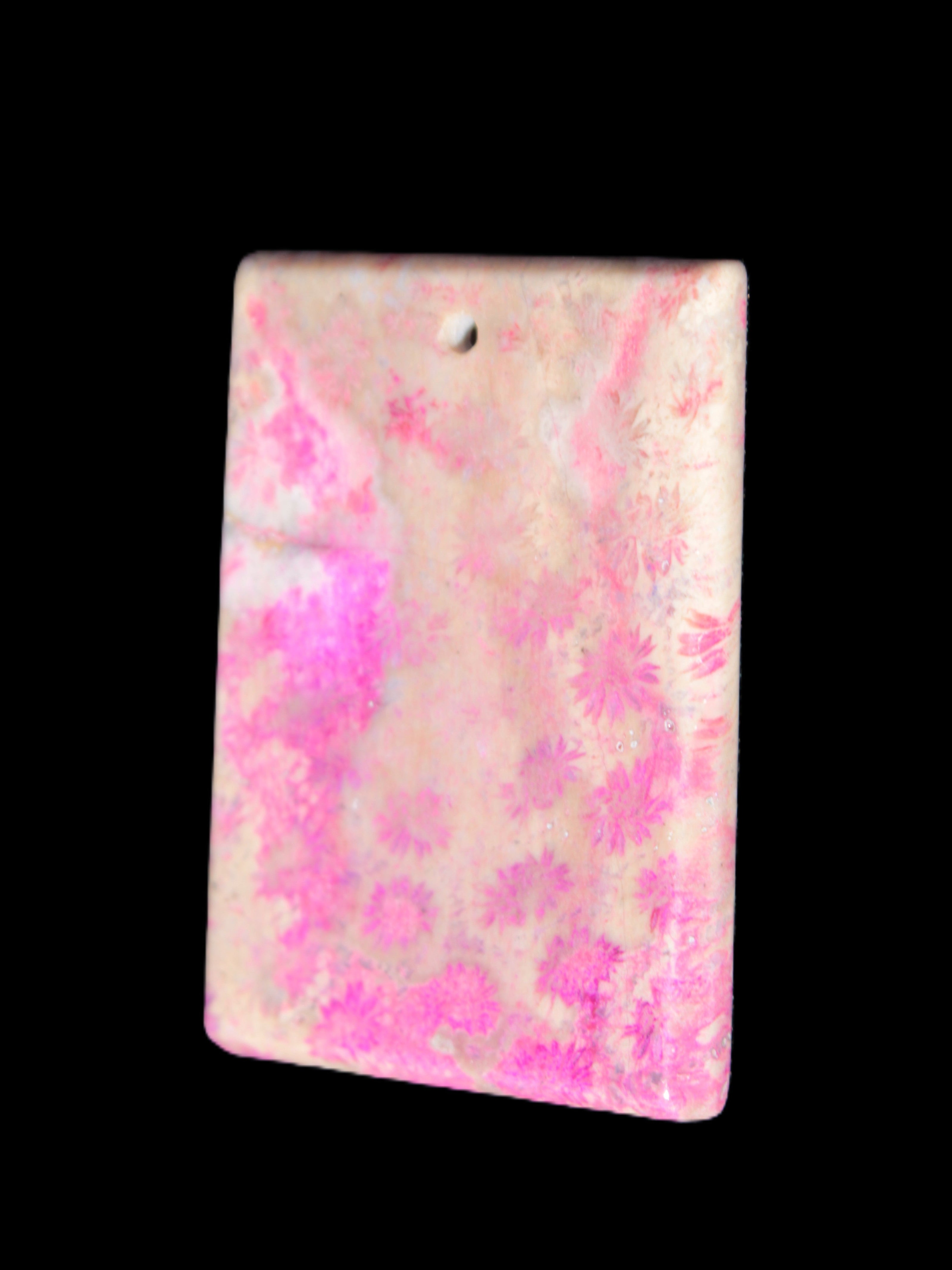 Rose Chrysanthemum coral fossil pendant 47*33*5mm 22.6g in bright sunlight - Rocks and Things Store