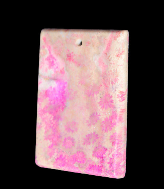 Rose Chrysanthemum coral fossil pendant 47*33*5mm 22.6g in bright sunlight - Rocks and Things Store