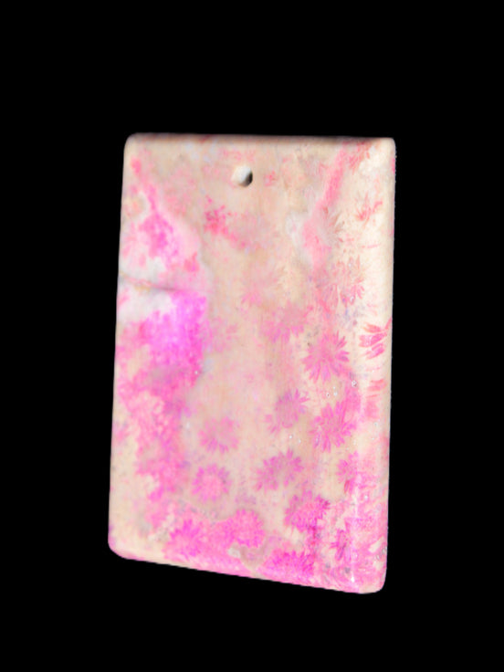 Rose Chrysanthemum coral fossil pendant 47*33*5mm 22.6g in bright sunlight - Rocks and Things Store