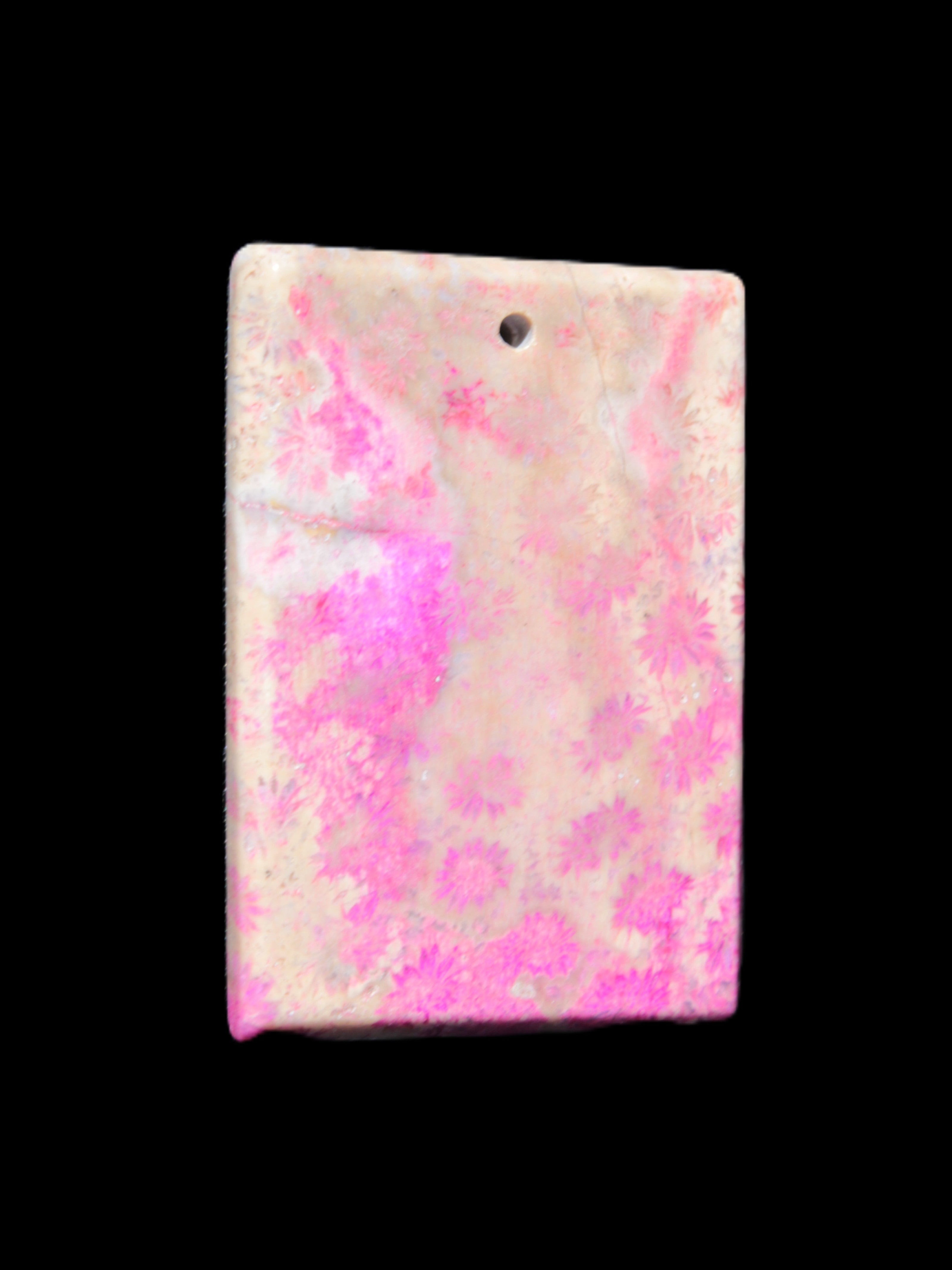 Rose Chrysanthemum coral fossil pendant 47*33*5mm 22.6g in bright sunlight - Rocks and Things Store